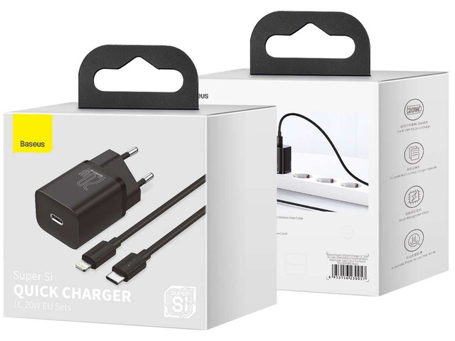 Baseus USB-C PD 20 W Wandladegerät 1 m USB-C-zu-Lightning-Kabel