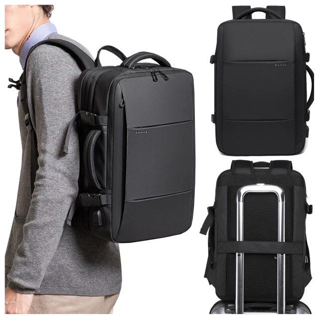 Водонепроникний рюкзак Bange для ноутбука 15.6", city traveler, 45х30х16 см, для роботи, літака, чоловічий, жіночий, з USB портом Чорний