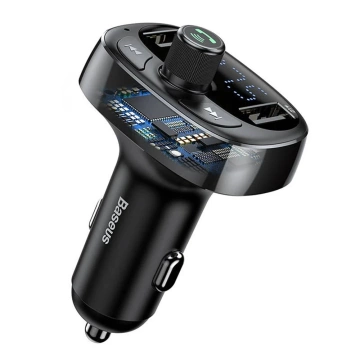 Baseus FM vysílač Bluetooth 4.2 mp3 nabíječka do auta 2x USB 3.4A handsfree sada MicroSD