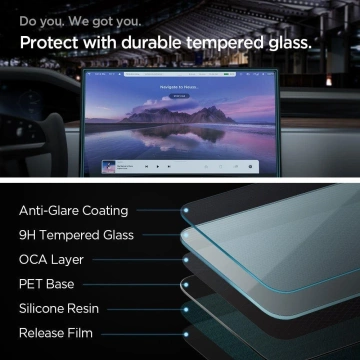 Tvrzené sklo Spigen Glas.tr "EZ FIT" Tesla Model X 2022 / Model S 2021 černé