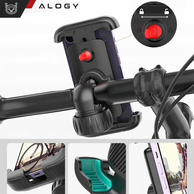 Bike Phone Holder 4.7-6.8" for Phone Bike Handlebar for Bike Motorcycle Adjustable Alogy Sport Black