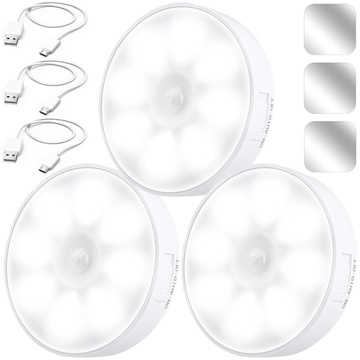 3x Lampa LED pohybový senzor soumrak noční lampa Alogy Sensor Light Bezdrátové osvětlení nábytku Bílé světlo 6000k