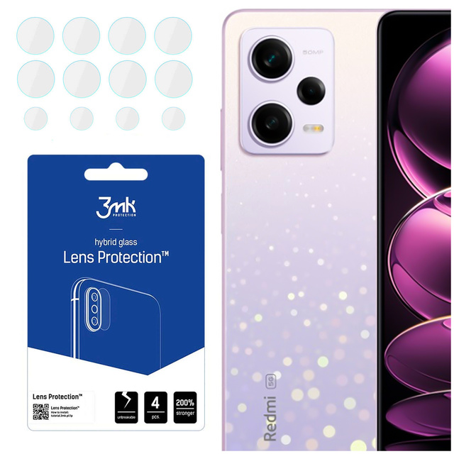 Гібридне скло для об'єктива телефону 3mk Lens Protection set для Xiaomi Redmi Note 12 Pro/ 12 Pro Plus (4шт)