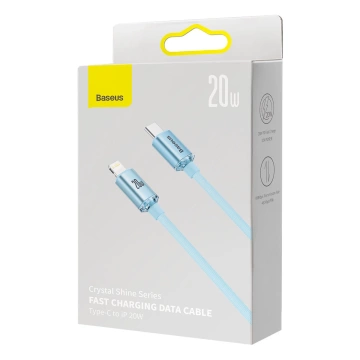 Baseus Crystal Shine Series USB Type C - Lightning кабель швидкої зарядки Power Delivery 20W 1.2m синій (CAJY001303)