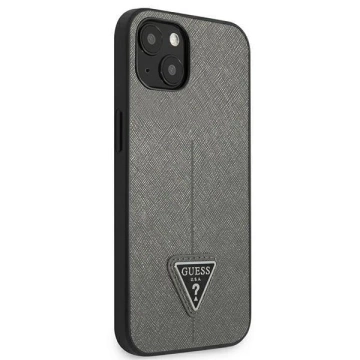 Etui Guess GUHCP14SPSATLG do Apple iPhone 14 6,1" srebrný/strieborný pevný obal SaffianoTriangle Logo