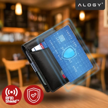 RFID Wallet Protective Case Blocking Signal for Cards Documents Thin Alogy Small Men's Women's Wallet Black
