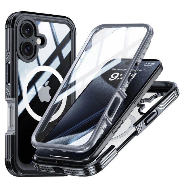 Ochranný kryt na telefón pre Apple iPhone 16 Alogy Shield360 MagCase™️ pre MagSafe s ochranou displeja a fotoaparátu, čierny