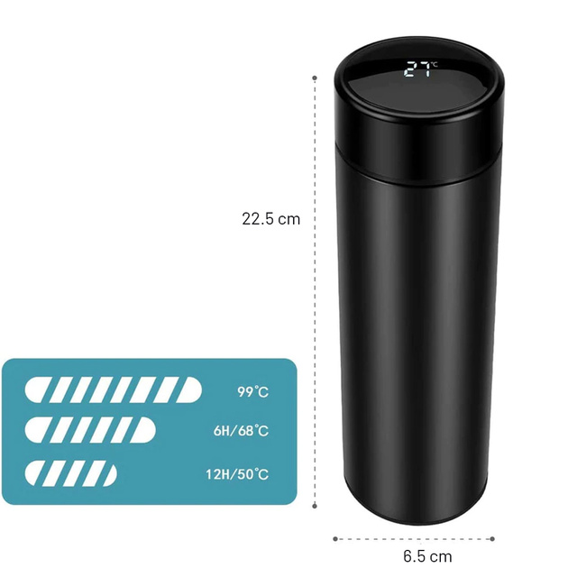 Termohrnek Smart Bottle LED Bottle 500ml Černá