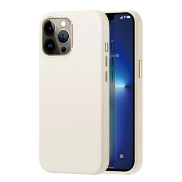 Шкіряний чохол Dux Ducis Roma для iPhone 13 Pro Max елегантний чохол з натуральної шкіри білий