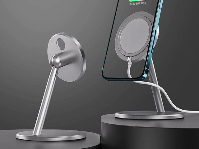 Alogy Desktop Qi Charger Stand Holder for MagSafe for iPhone 12 13 14 Silver