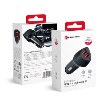 Autonabíjačka Forcell Carbon QC 3.0 2xUSB 36W čierna