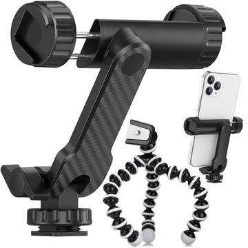 Camera camcorder tripod adapter holder 1/4 thread universal swivel selfie Black Mini tripod