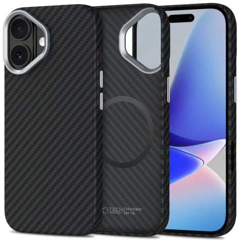 Etui do iPhone 17 Tech-Protect Ion Carbon MagSafe Czarno-Srebrne