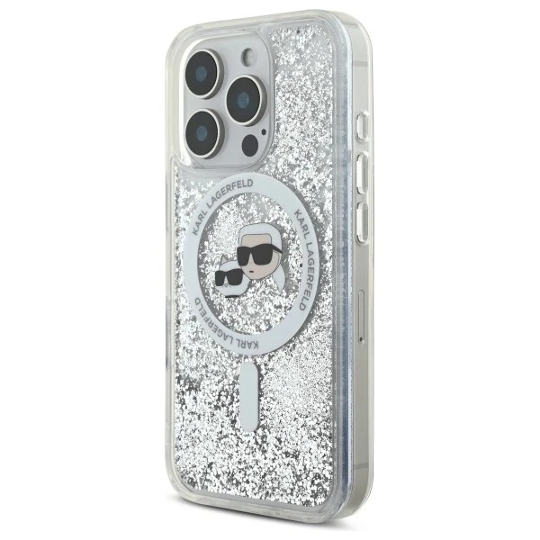 Etui Karl Lagerfeld do iPhone 16 Pro Max 6.9" Magsafe Hardcase Transparent Liquid Glitter Karl