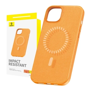 Чохол Baseus Fauxther Series Magnetic для iPhone 15 Pro (помаранчевий)