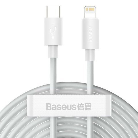 2x kábel 1,5 m Baseus predný USB-C typ C do Lightning PD 20W biely