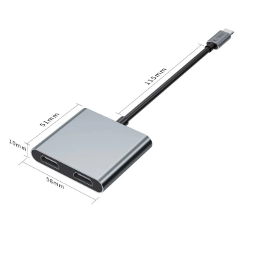 Adapter HUB USB-C 4w1 Tech-Protect HB08 2x HDMI 4K USB PD 100W