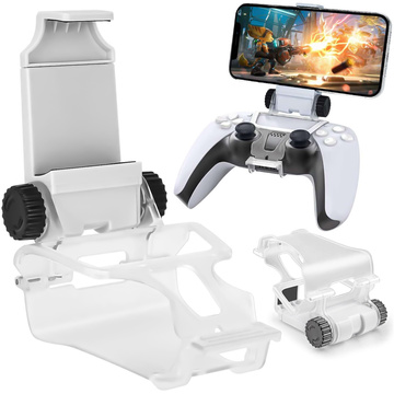 Držák telefonu pro Gamepad pro Sony PlayStation 5 PS5 DualSense Clip mount White
