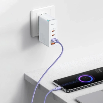 Baseus Crystal Shine Series kabel USB kabel pro rychlé nabíjení a přenos dat USB Typ A - USB Typ C 100W 1,2m fialový (CAJY000405)