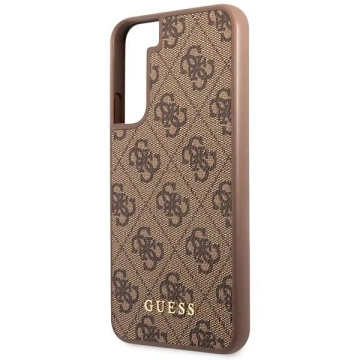Etui Guess GUHCS23SG4GFBR pre Samsung Galaxy S23 S911 brązowy/hnedé pevné puzdro 4G kovové zlaté logo