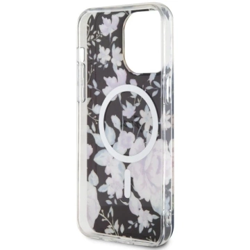 Puzdro na telefón Guess GUHMP14XHCFWSK do Apple iPhone 14 Pro Max 6,7" čierne/čierne pevné puzdro Flower MagSafe