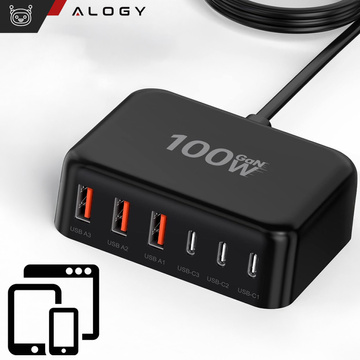 HUB-Splitter Alogy-Adapter für Computer-Laptop mit USB-C auf 3x USB-A 2.0 1x USB-A 3.0 Grau
