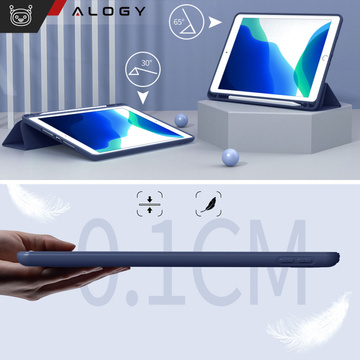 Case for Apple iPad 10.2 9 Gen 8/7 2021/2020/2019 Smart Pencil Case Alogy TPU Tablet Cover Navy Blue Glass