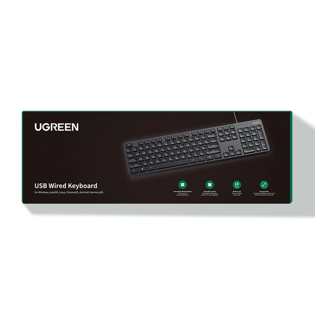 Ugreen KU004 90875 Káblová klávesnica 1,5 m pre Windows / MacOS - čierna