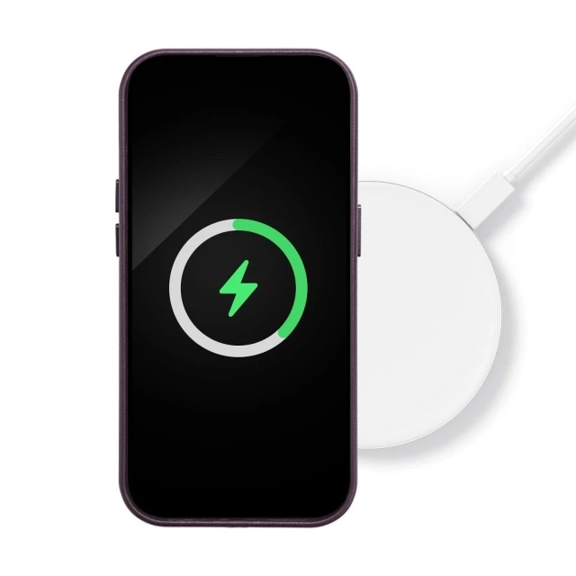 Чохол Leather Mag Cover сумісний з MagSafe для Apple iPhone 15 Plus темно-фіолетовий