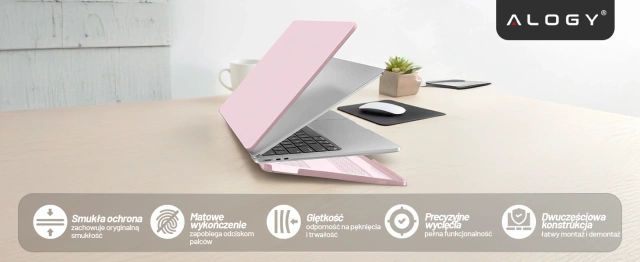 Etui do Apple Macbook Air 15 2023-2025 (M2/M3/M4) – elastyczna, matowa obudowa ochronna, lekka i odporna – Alogy AirGuard™ Różowy