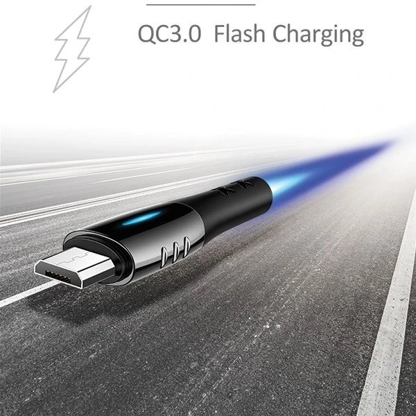 USAMS Braided cable U-Tone microUSB 1.2m Power-off 2A Fast Charging black