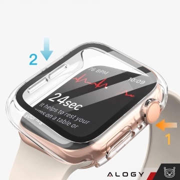 Ochranné puzdro Alogy Protector Case 2 v 1 so sklom pre Apple Watch 10 46 mm, priehľadné