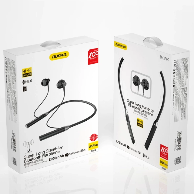 Dudao In-Ear Bezdrátová Bluetooth sluchátka Headset Black (U5 Plus černá)