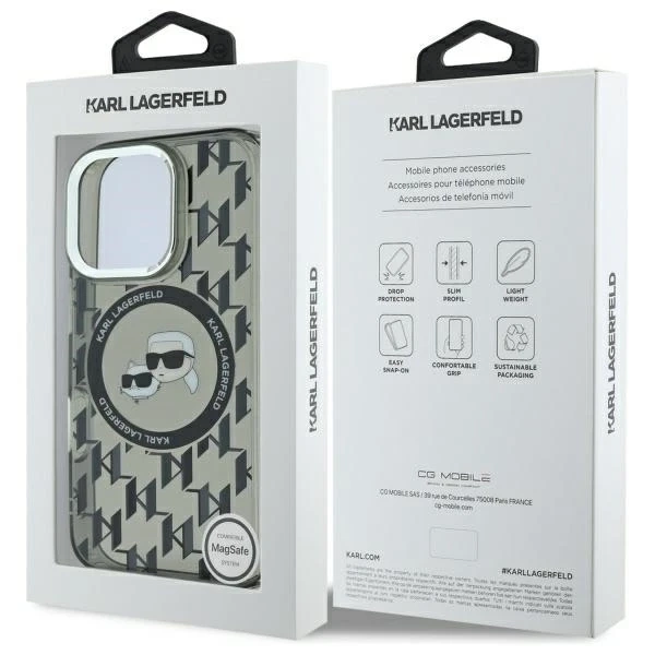 Karl Lagerfeld Hülle für iPhone 16 Pro Max 6,9" Schwarz MagSafe IML Monogramm Karl