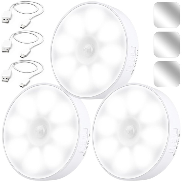 3x Lampa LED pohybový senzor súmrak nočná lampa Alogy Sensor Light Bezdrôtové osvetlenie nábytku Biele svetlo 6000k