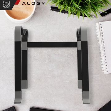 Laptophalter MacBook Tablet 18" Ständer klappbar verstellbar Aluminium für Schreibtisch 25 x 26cm Alogy Black