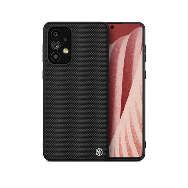 Nillkin Textured Case a durable reinforced case with a gel frame and nylon on the back of the Samsung Galaxy A73 black