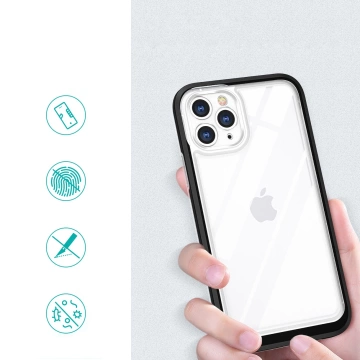 Clear 3in1 case for iPhone 11 Pro Max gel cover with frame black