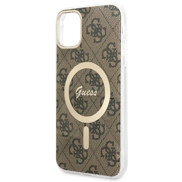 Zestaw Guess GUBPN61H4EACSW Case Charger iPhone 11 6,1" hard case 4G MagSafe Print brązowy/brown
