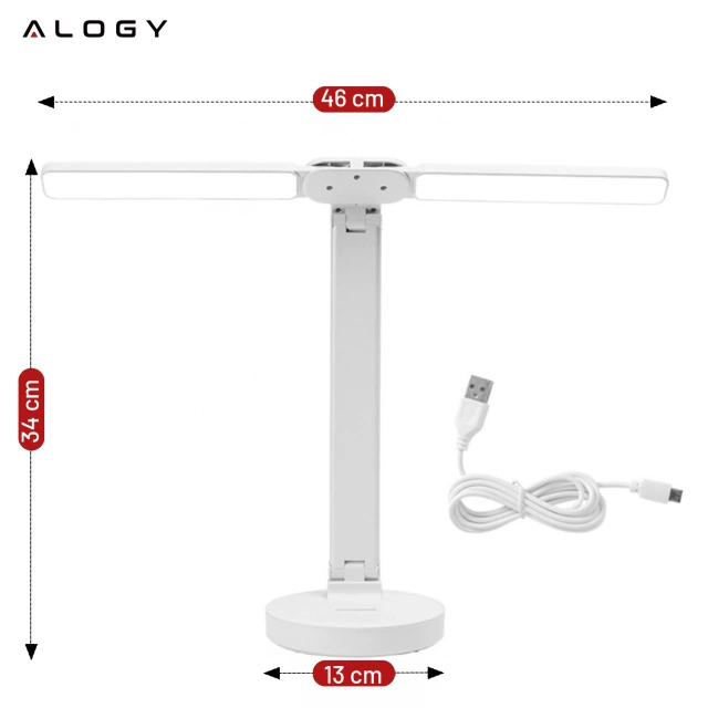 Lampa Alogy dvojitá stolní LED lampa stojící na stole s baterií školní kreslíř White
