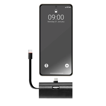 FORCELL F-ENERGY Power Plug F5K3 Powerbank z Wbudowanym Złączem Typ C PD 20W 5000 mAh Czarny