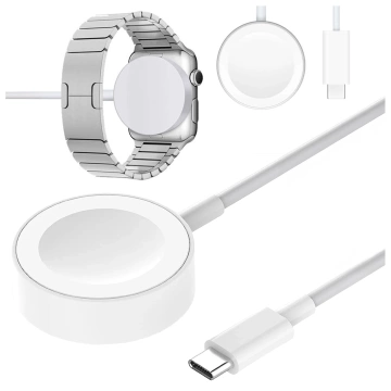Alogy magnetisches QI induktives Ladekabel für Apple Watch USB-C Typ C 100cm 1M Weiß