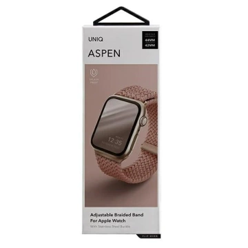 UNIQ Aspen strap for Apple Watch 44/42/45mm Series 4/5/6/7/8/SE/SE2 Braided pink/grapefruit pink