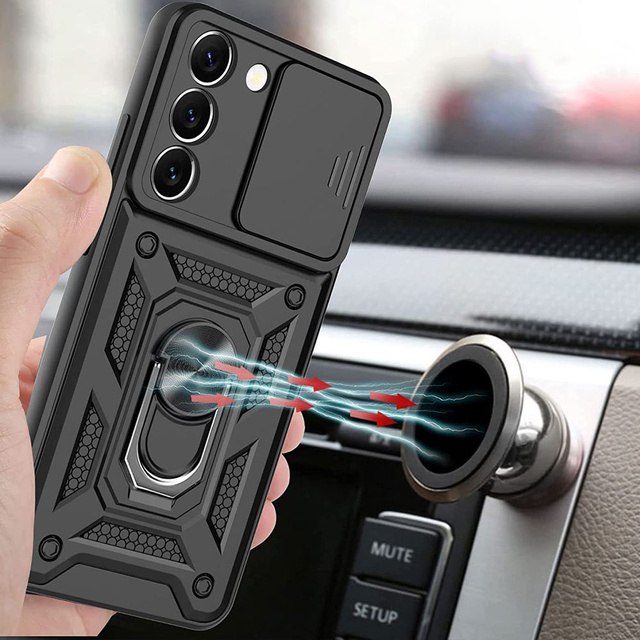 Alogy Camshield Stand Ring Case with Camera Cover для Samsung Galaxy S23 Plus Armored Black