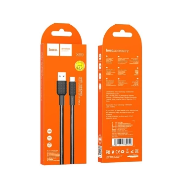 Prepojovací kábel HOCO USB-A na typ C X69 1m čierno-biely 3A s nylonovým opletením