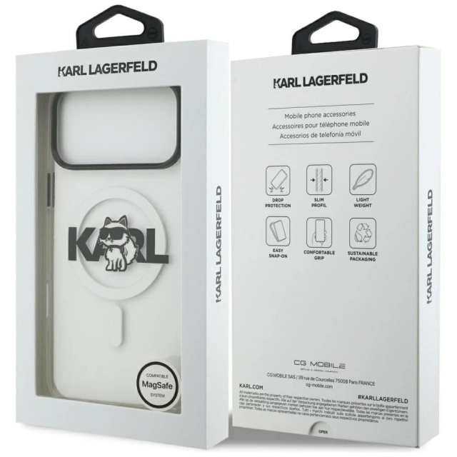 Etui Ochronne do iPhone 17 Pro Karl Lagerfeld IML Choupette Sketch MagSafe Transparentne