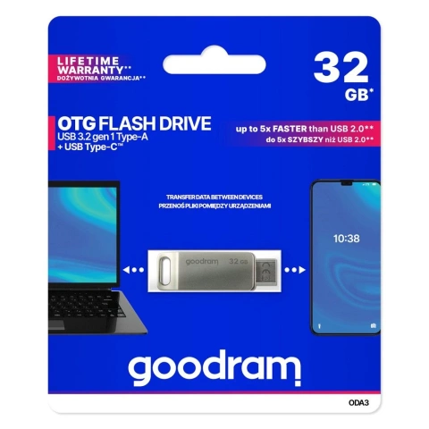 GOODRAM USB Flash Drive OTG USB-A USB-C 32GB ODA3 3.2 Gen1