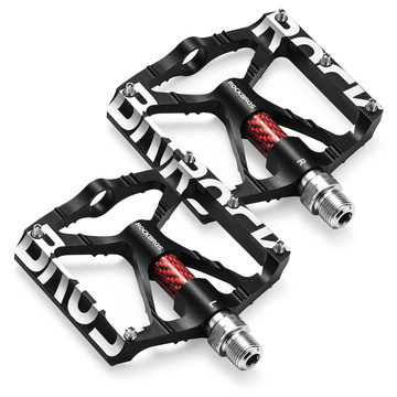 RockBros K307T aluminum platform pedals with 5 metal pins, set of 2 Black