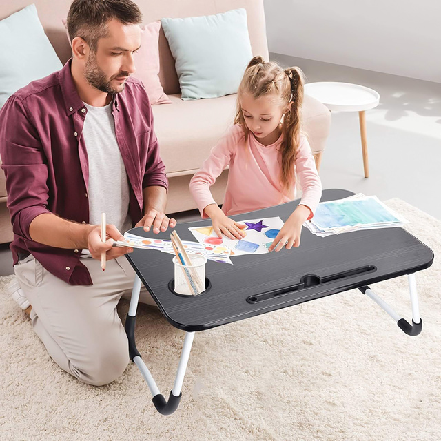 Přenosný skládací stolek na notebook Stolek na notebook pro Bed Breakfast Snídaně Stojan na notebook MacBook Black