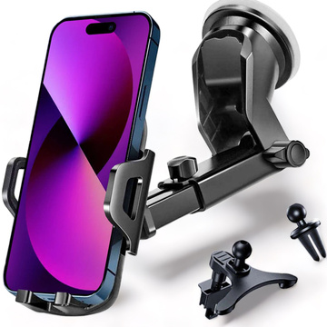 Alogy 3in1 Car Phone Holder for Window Window for Dashboard Grille Cockpit Black USB-C Cable 2.4A 1m